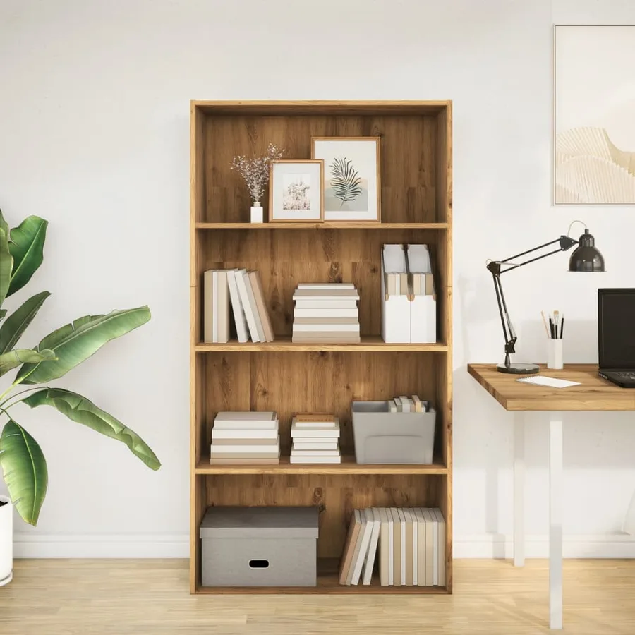 Bibliothèque chêne artisanal 80x30x152 cm bois d'ingénierie - 3