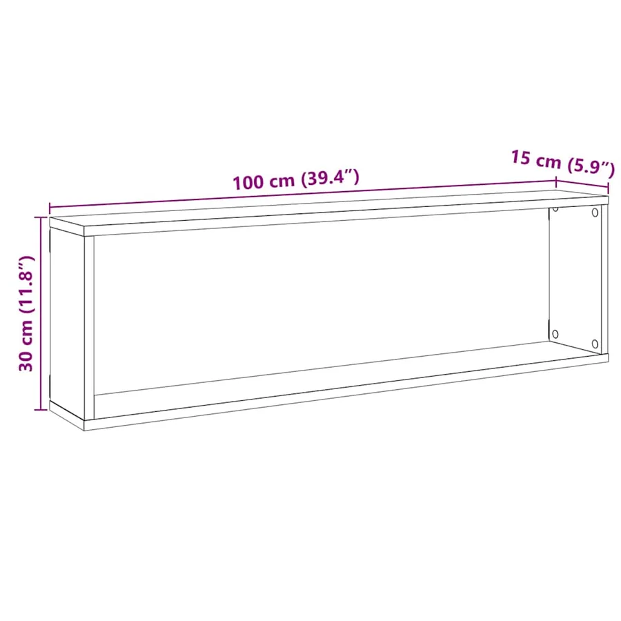Étagères cube murales 4 pcs chêne artisanal 100x15x30 cm - 10