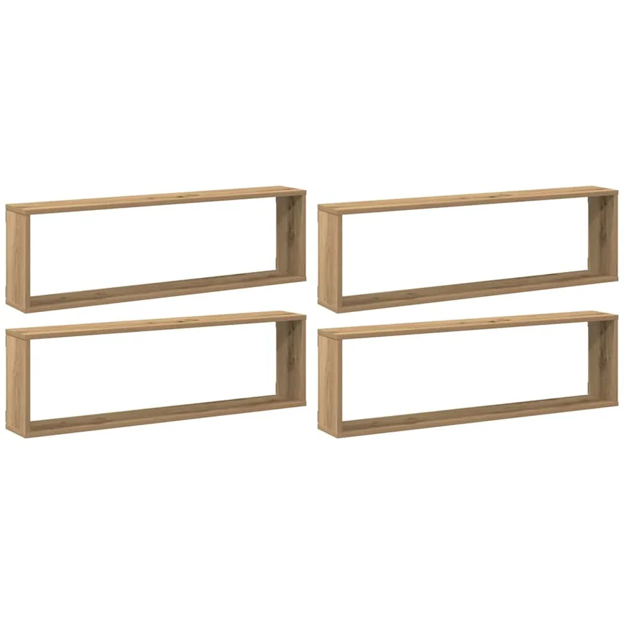 Étagères cube murales 4 pcs chêne artisanal 100x15x30 cm - 2