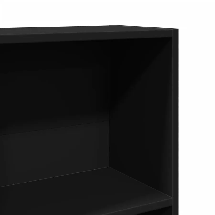Bibliothèque noir 60x24x109 cm bois d'ingénierie - 7