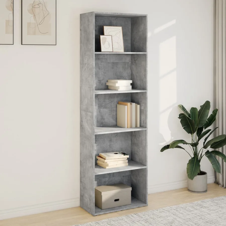 Bibliothèque gris béton 60x30x189 cm bois d'ingénierie - 3