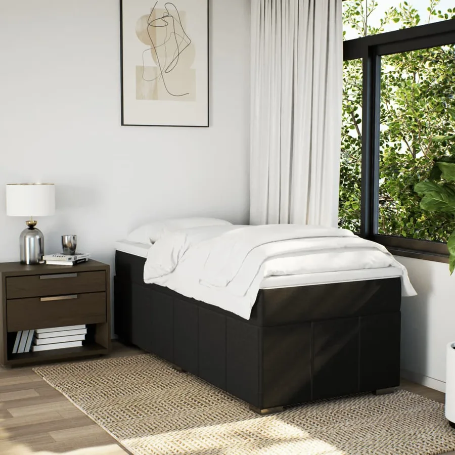 Sommier à lattes de lit et matelas Noir 80x200 cm Tissu - 3
