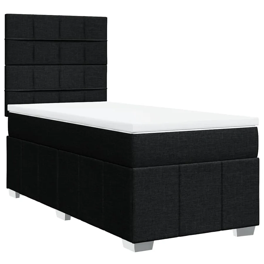 Sommier à lattes de lit et matelas Noir 80x200 cm Tissu - 3