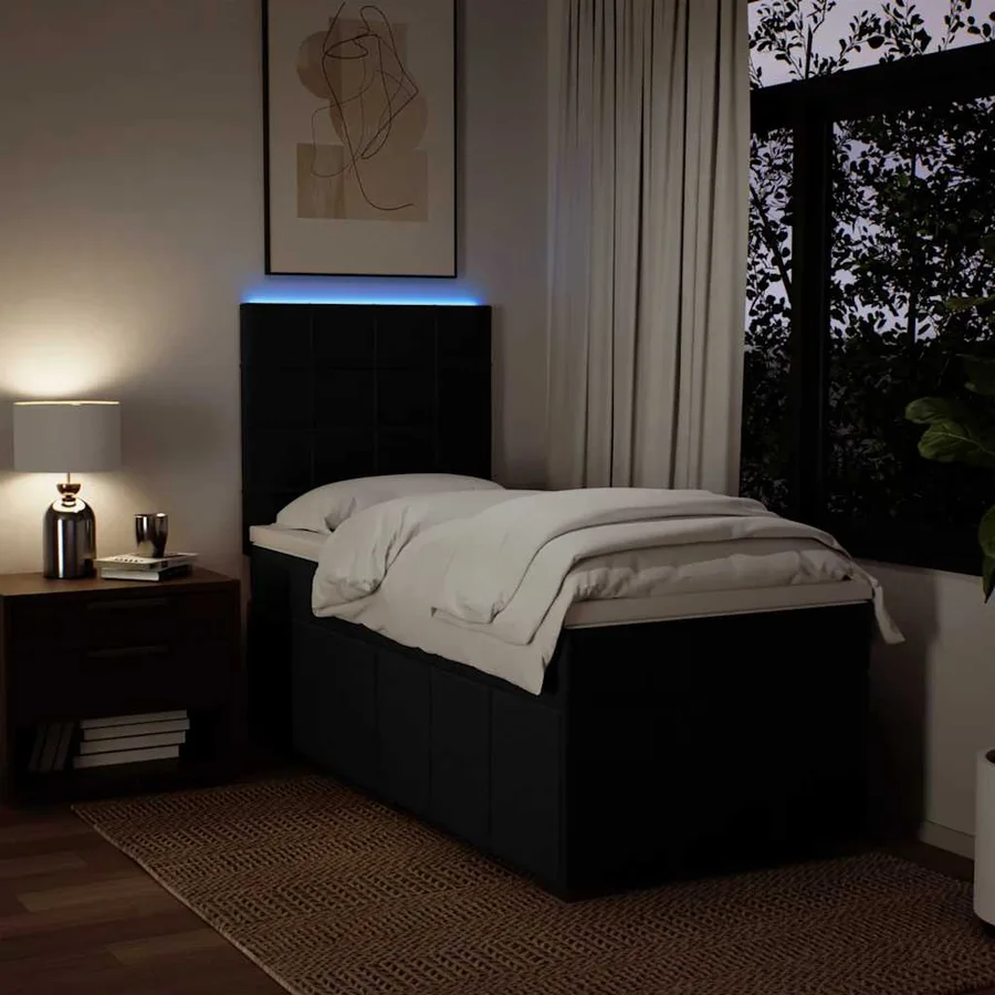 Sommier à lattes de lit et matelas Noir 80x200 cm Tissu - 4