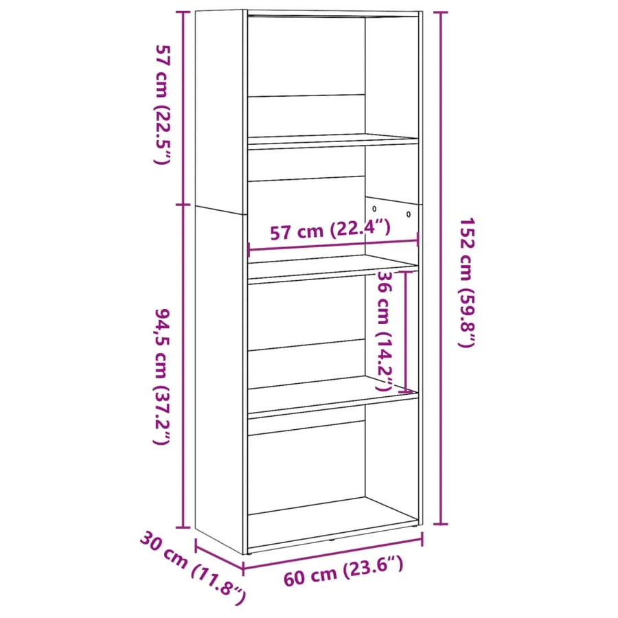 Bibliothèque blanc 60x30x152 cm bois d'ingénierie - 9