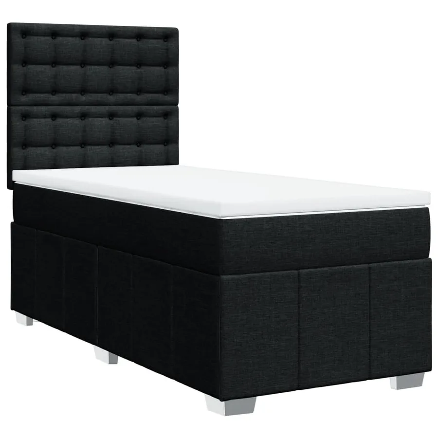 Sommier à lattes de lit et matelas Noir 80x200 cm Tissu - 3