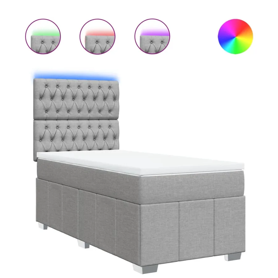Sommier à lattes de lit avec matelas Gris clair 90x200 cm Tissu - 2