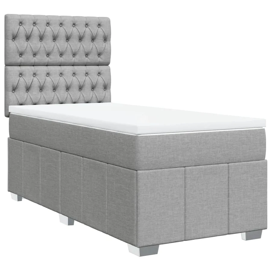 Sommier à lattes de lit avec matelas Gris clair 90x200 cm Tissu - 3