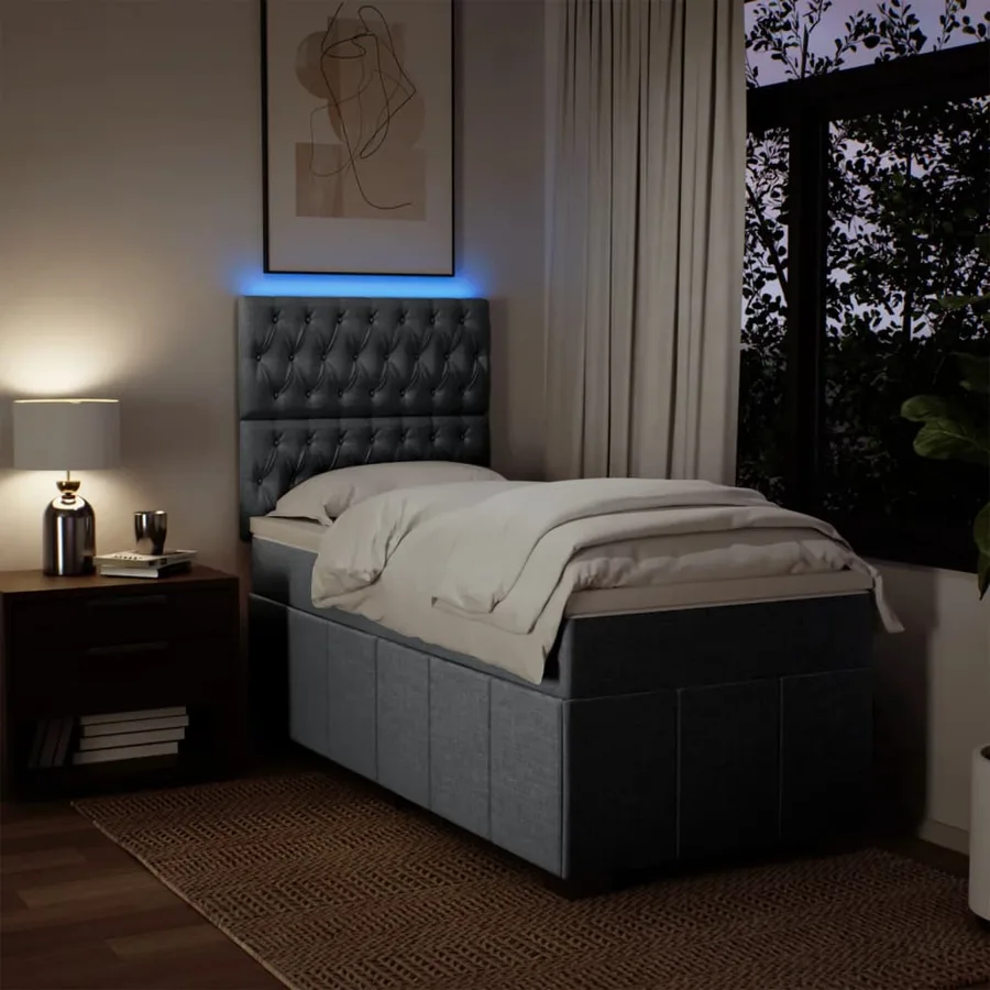 Sommier à lattes de lit avec matelas Gris clair 90x200 cm Tissu - 4