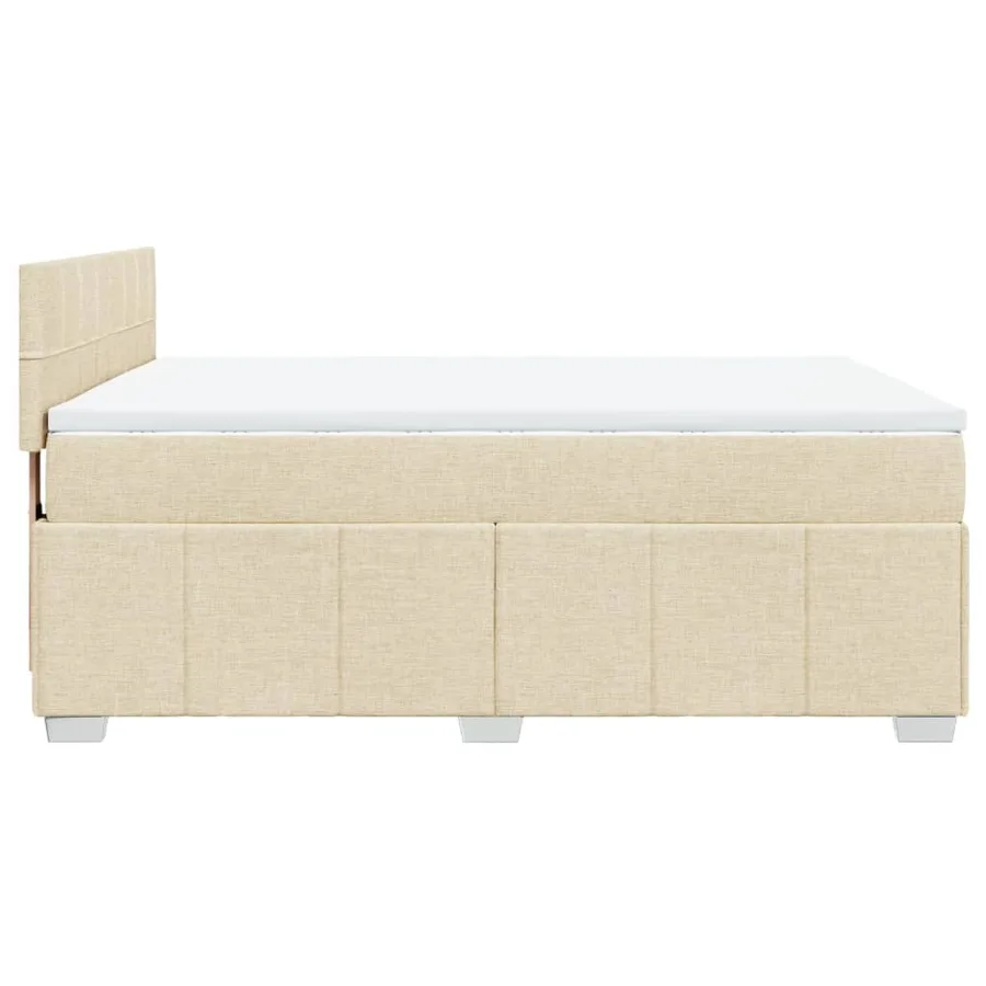Sommier à lattes de lit avec matelas Crème 160x200 cm Tissu - 5