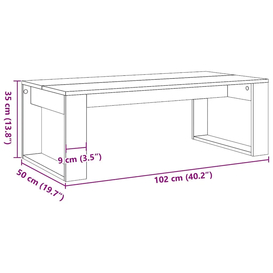 Table basse chêne artisanal 102x50x35 cm bois d'ingénierie - 9