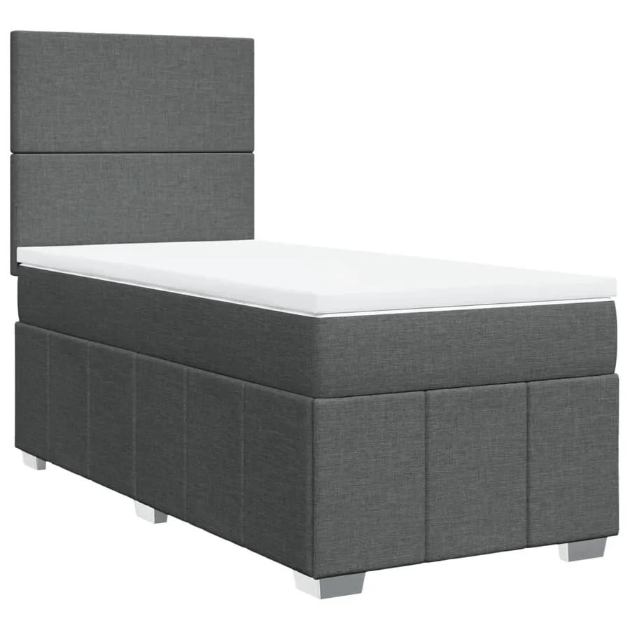 Sommier à lattes de lit avec matelas Gris foncé 90x200 cm Tissu - 2