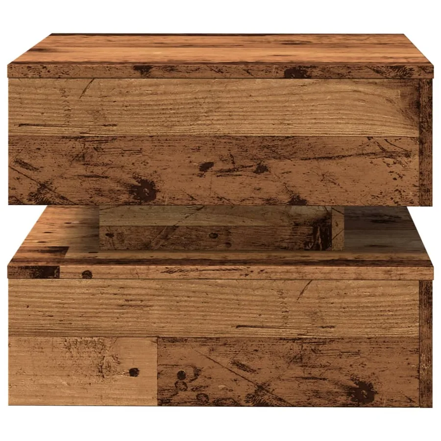 Table basse avec lumières LED vieux bois 50x50x40 cm - 7
