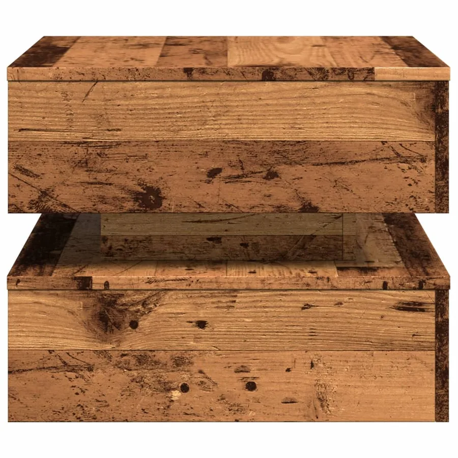 Table basse avec lumières LED vieux bois 50x50x40 cm - 8