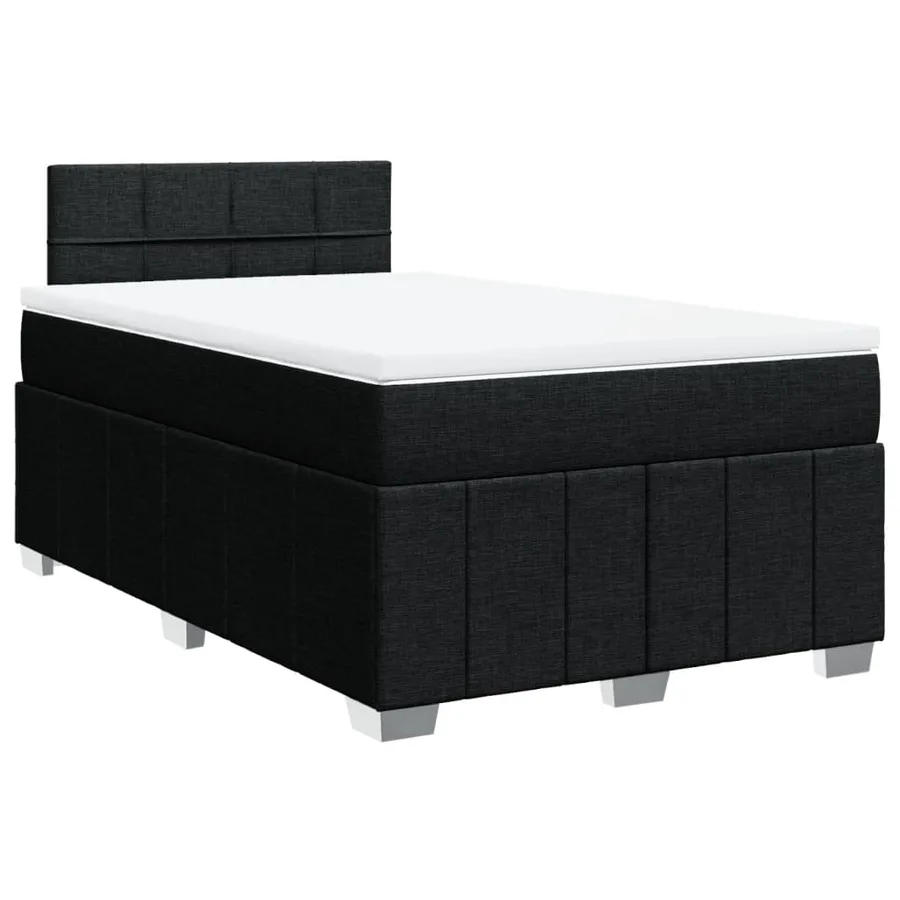 Sommier à lattes de lit avec matelas noir 120x190 cm tissu - 2