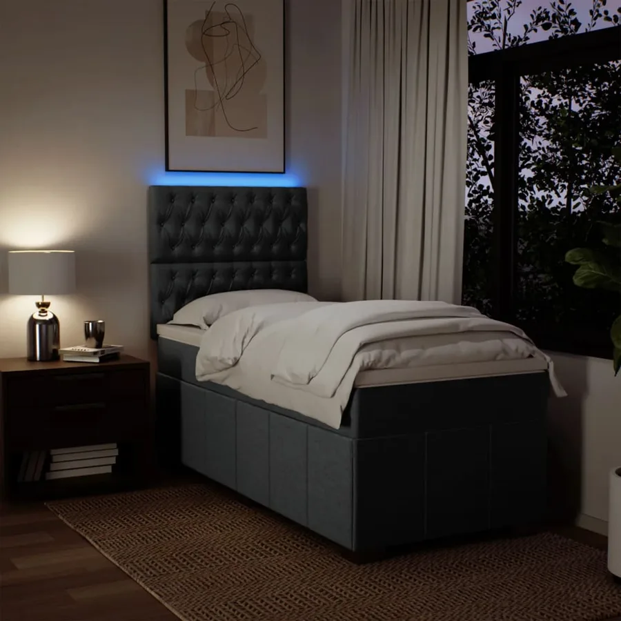 Sommier à lattes de lit avec matelas Gris foncé 100x200cm Tissu - 4