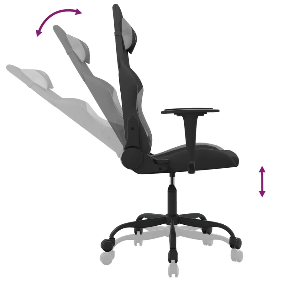 Chaise de jeu de massage Noir et gris clair Tissu - 6