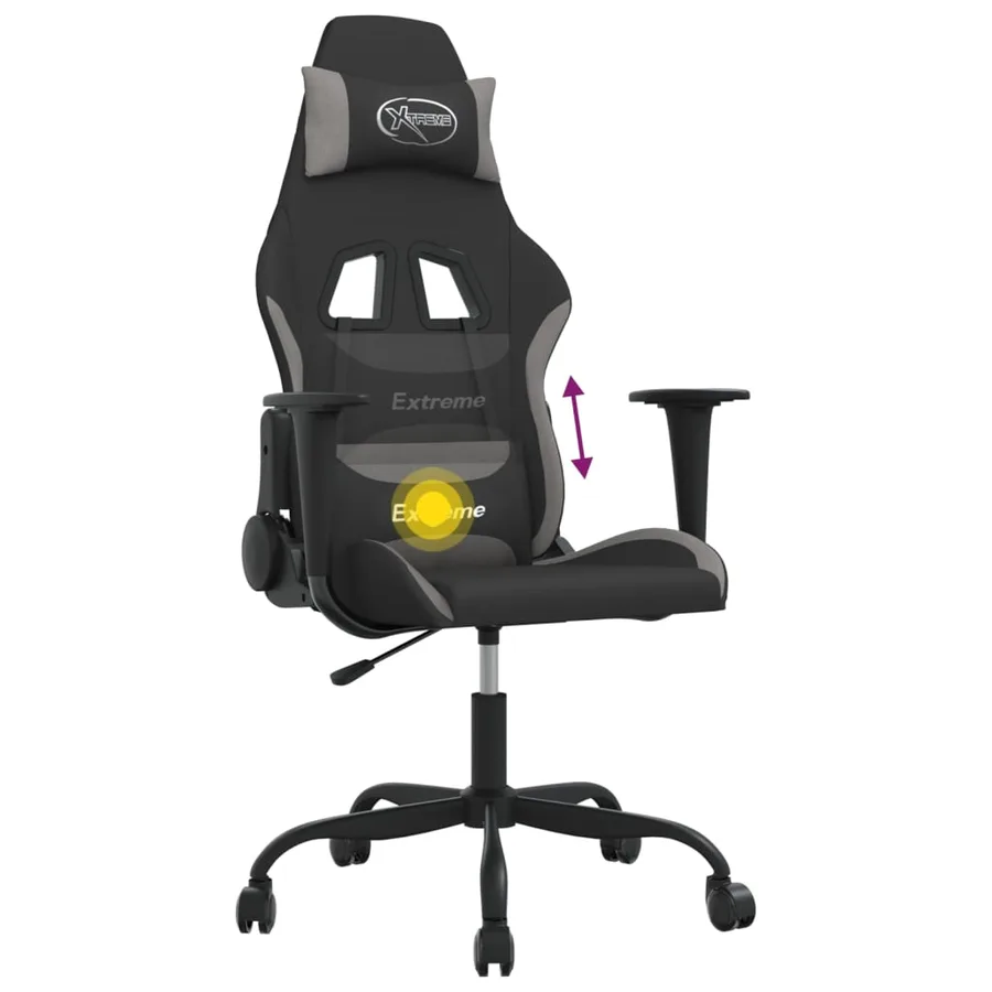 Chaise de jeu de massage Noir et gris clair Tissu - 7