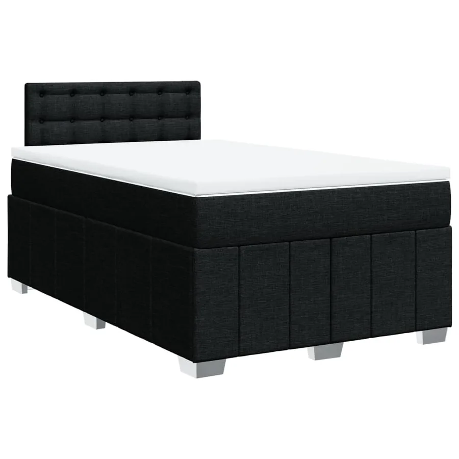 Sommier à lattes de lit avec matelas noir 120x190 cm tissu - 2