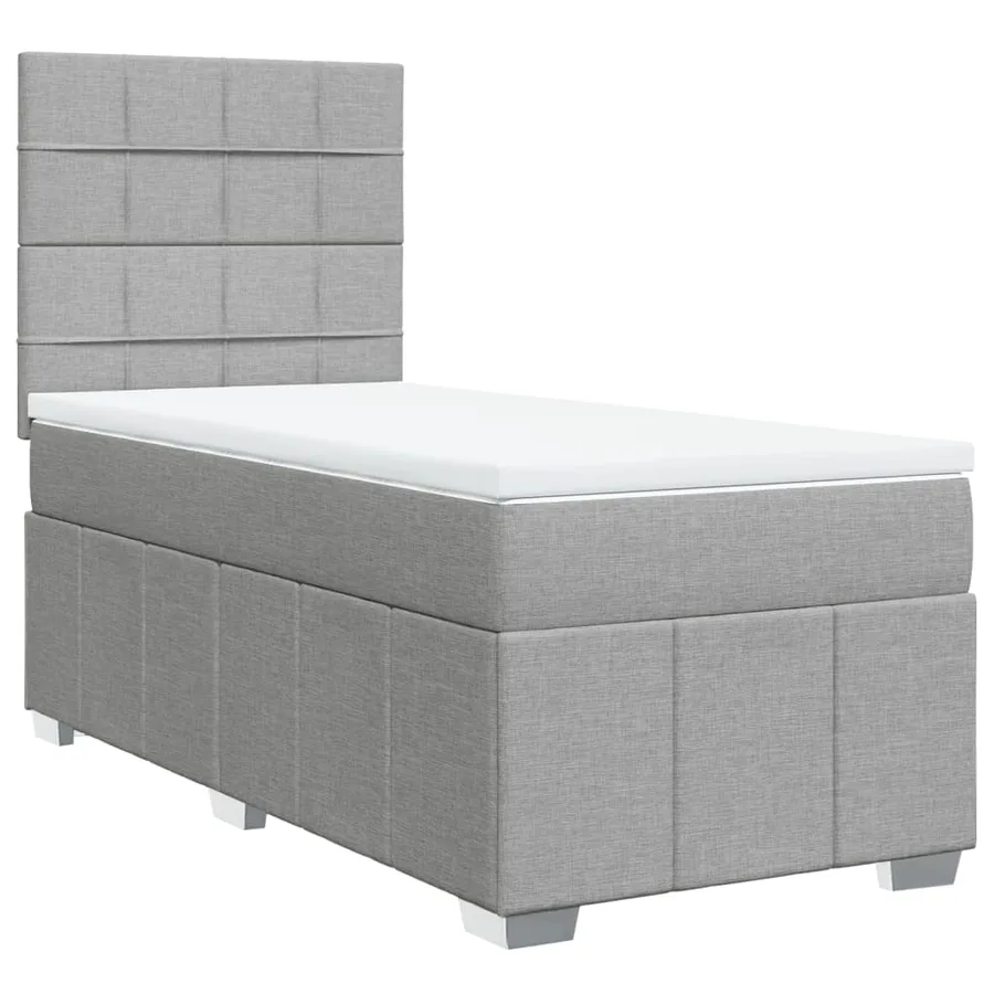 Sommier à lattes de lit avec matelas Gris clair 100x200cm Tissu - 2