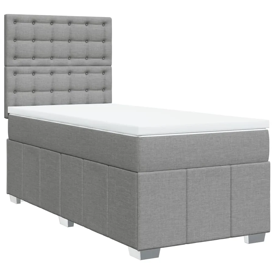 Sommier à lattes de lit avec matelas Gris clair 100x200cm Tissu - 2
