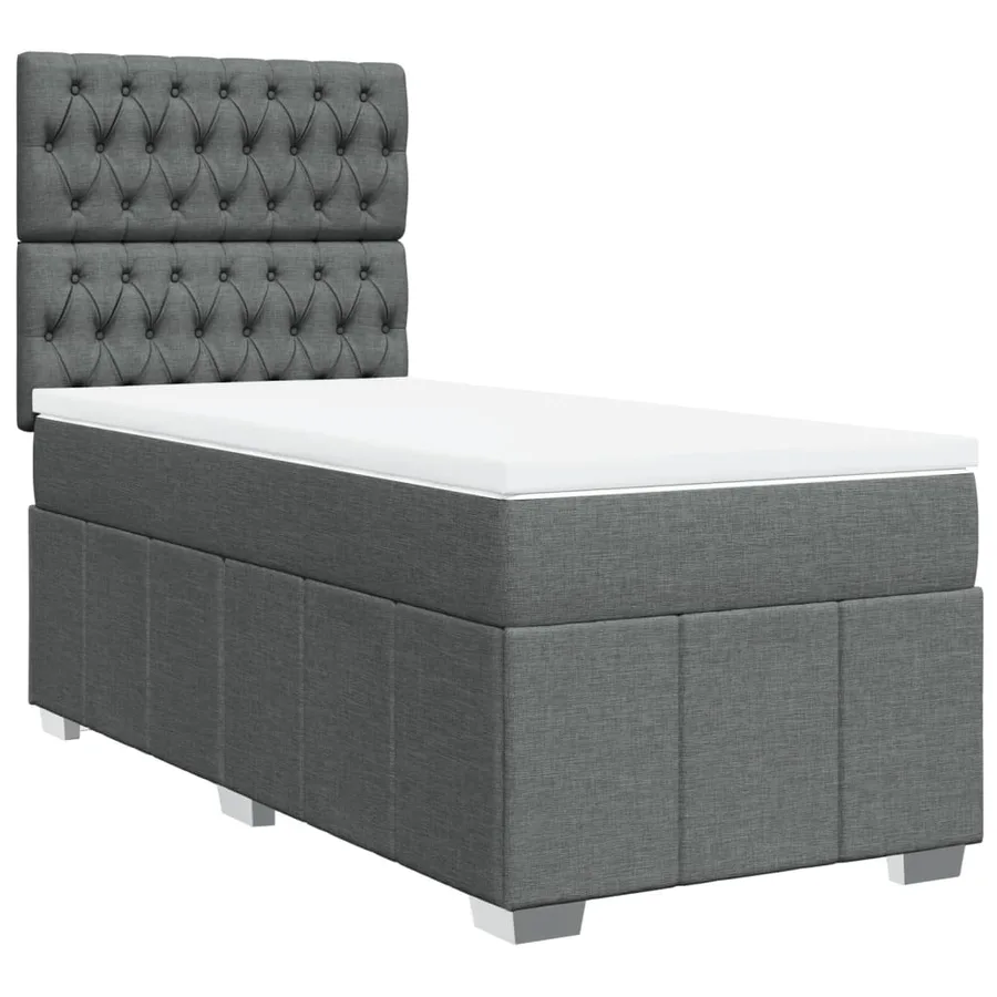 Sommier à lattes de lit avec matelas Gris foncé 100x200cm Tissu - 2