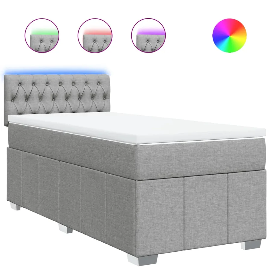 Sommier à lattes de lit avec matelas Gris clair 100x200cm Tissu - 2