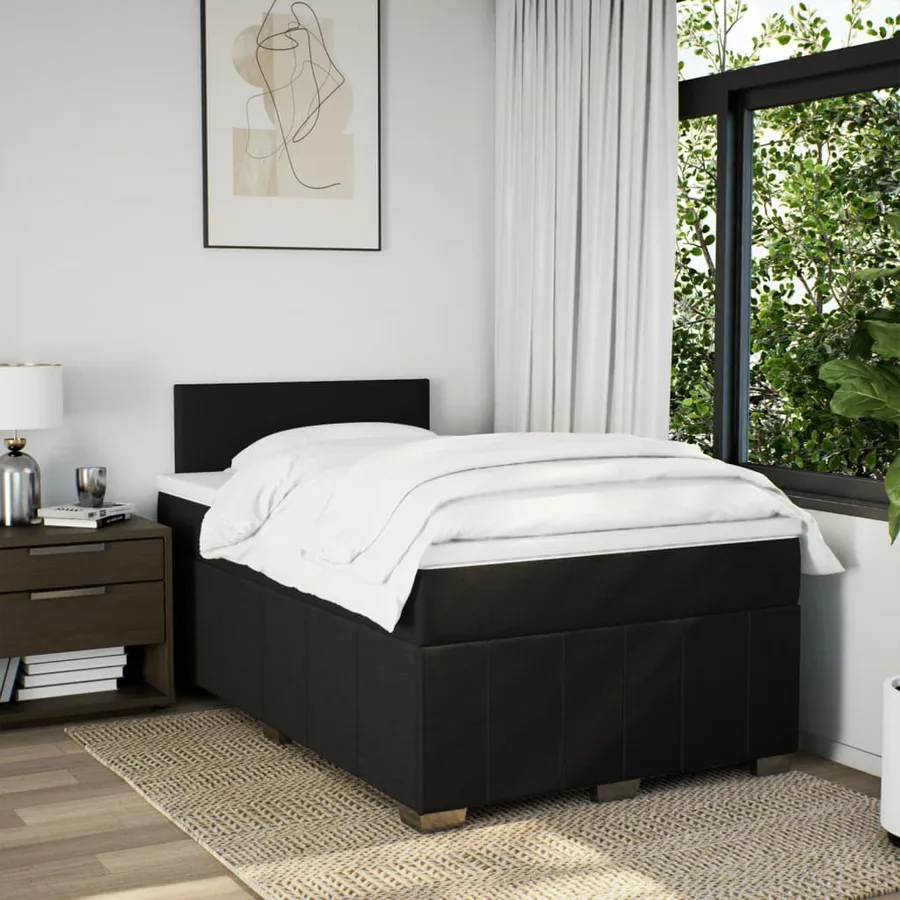 Sommier à lattes de lit avec matelas noir 120x190 cm tissu - 3