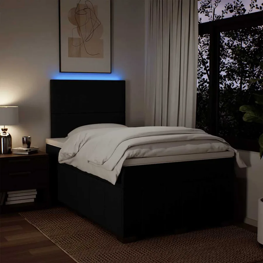 Sommier à lattes de lit avec matelas noir 120x190 cm tissu - 4
