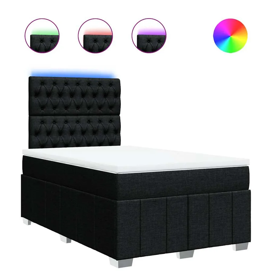 Sommier à lattes de lit avec matelas noir 120x190 cm tissu - 2