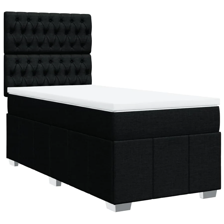 Sommier à lattes de lit avec matelas Noir 90x190 cm Tissu - 2