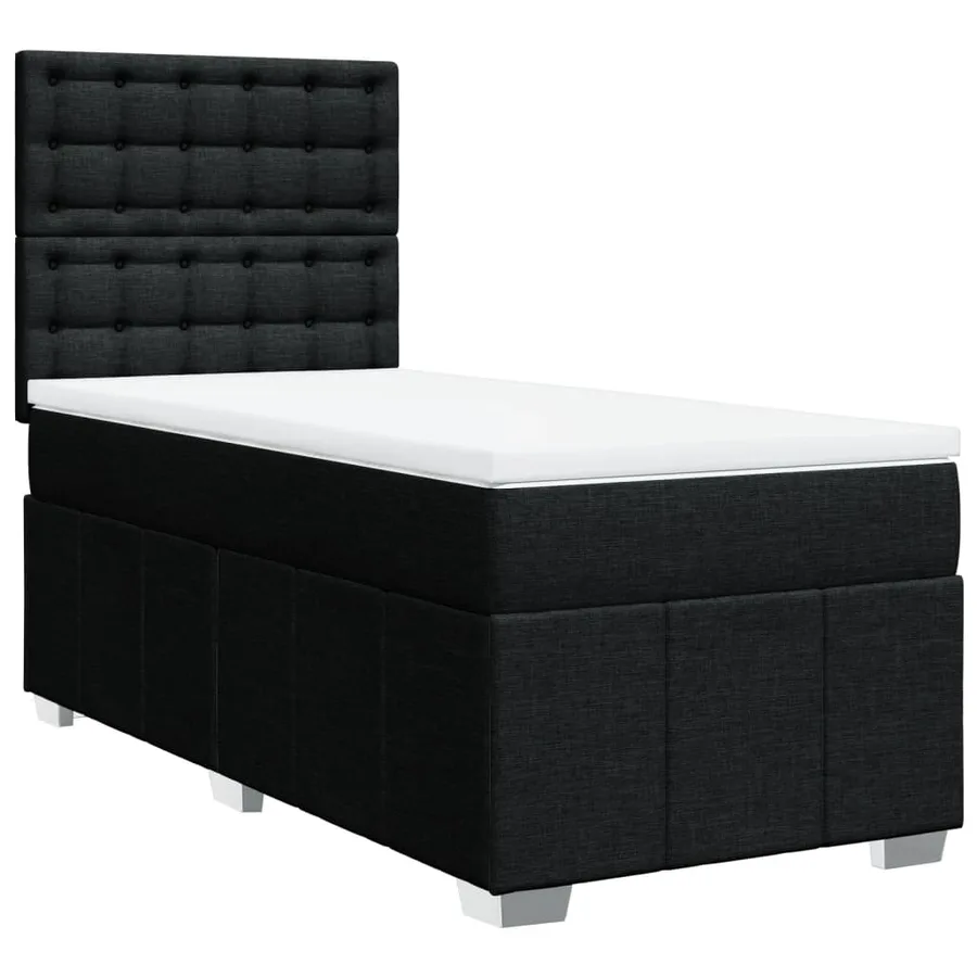 Sommier à lattes de lit avec matelas Noir 90x190 cm Tissu - 2