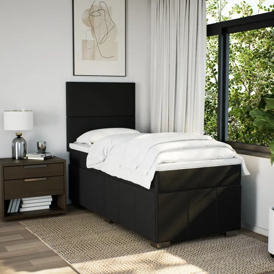 Sommier à lattes de lit avec matelas Noir 90x190 cm Tissu - 3