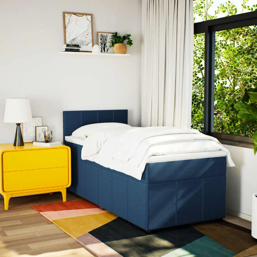 Sommier à lattes de lit avec matelas Bleu 90x200 cm Tissu - 3