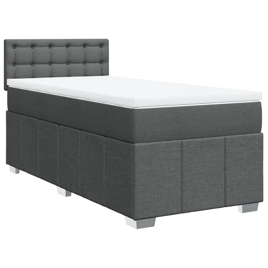 Sommier à lattes de lit et matelas Gris foncé 90x190 cm Tissu - 3