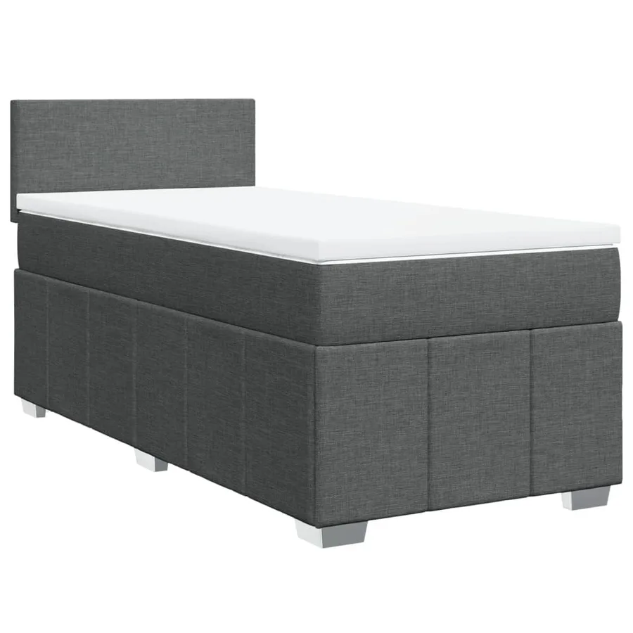 Sommier à lattes de lit et matelas Gris foncé 90x190 cm Tissu - 2