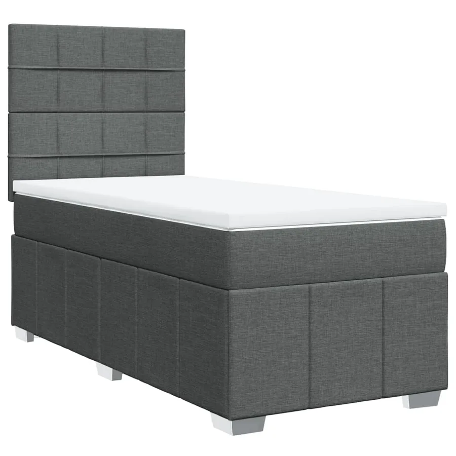Sommier à lattes de lit et matelas Gris foncé 90x190 cm Tissu - 3
