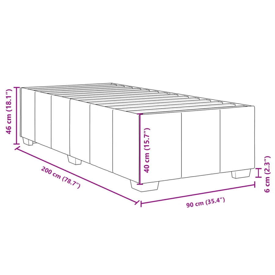 Sommier à lattes de lit avec matelas Crème 90x200 cm Tissu - 12