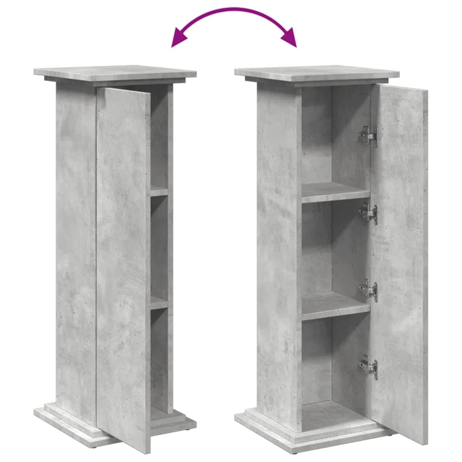 Piédestal avec rangement gris béton 31x30x90 cm bois ingénierie - 9