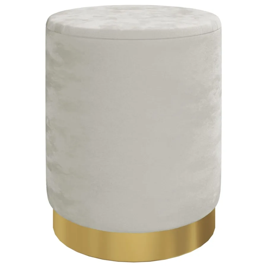 Tabouret de rangement rond Gris clair Velours 31 x 37 cm - 2