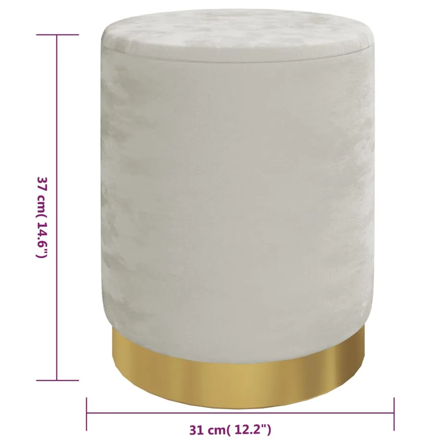 Tabouret de rangement rond Gris clair Velours 31 x 37 cm - 6