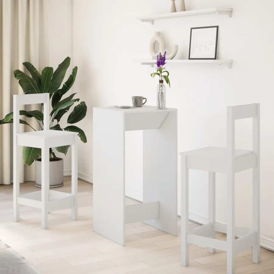 Table de bar blanc 51x50x103,5 cm bois d'ingénierie - 3