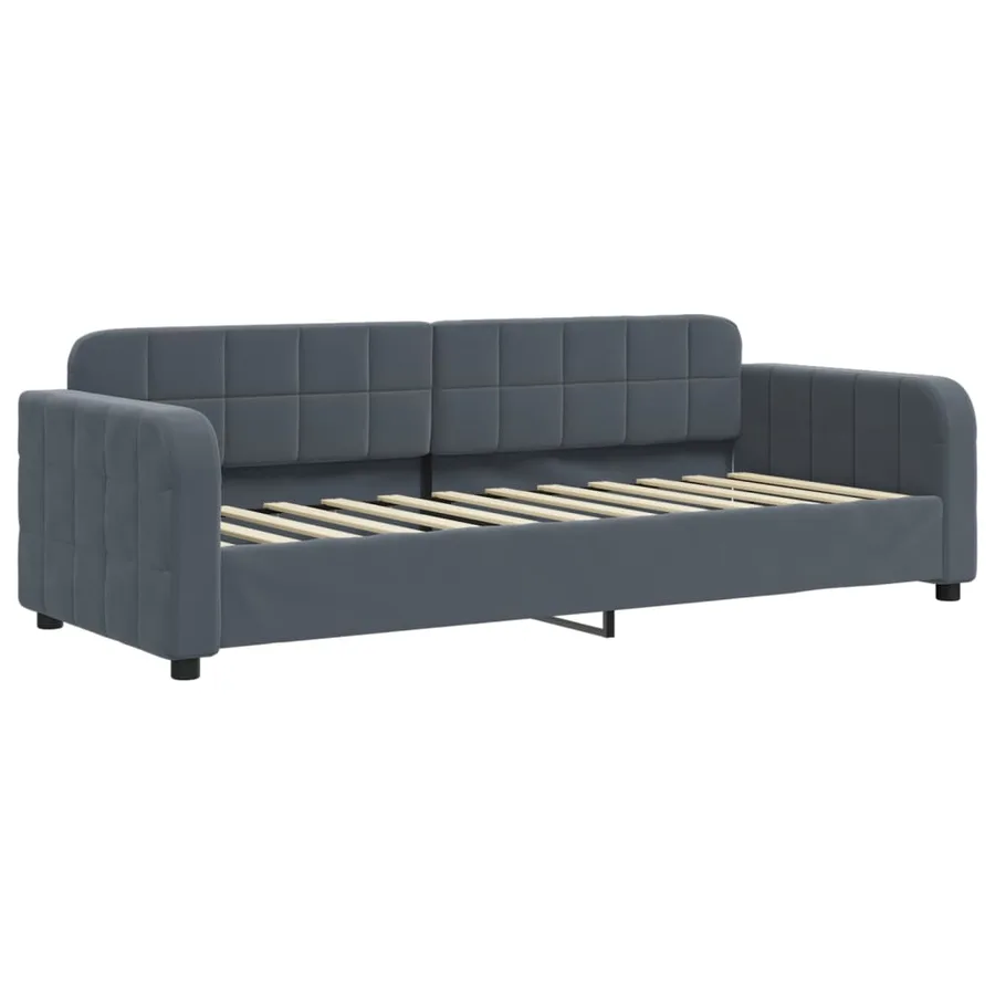 Lit de jour avec gigogne sans matelas gris foncé 80x200 cm - 6