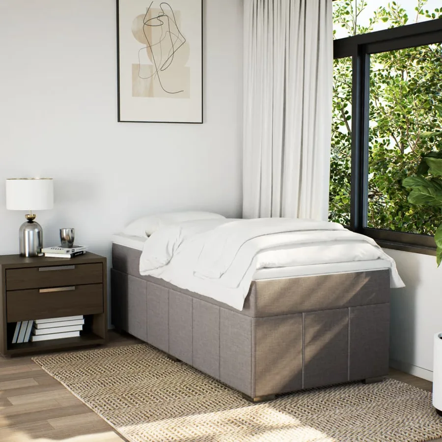 Sommier à lattes de lit avec matelas Taupe 90x190 cm Tissu - 3