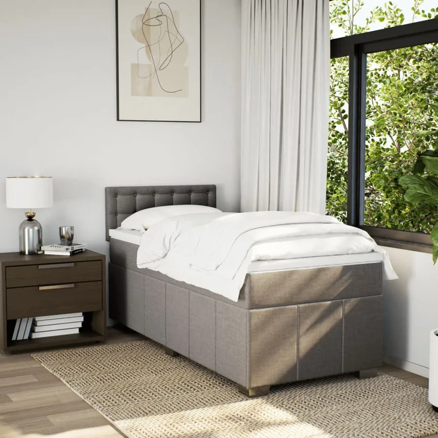 Sommier à lattes de lit avec matelas Taupe 90x190 cm Tissu - 3