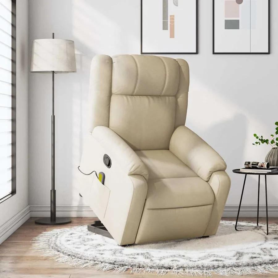 Fauteuil inclinable de massage Crème Tissu - 15