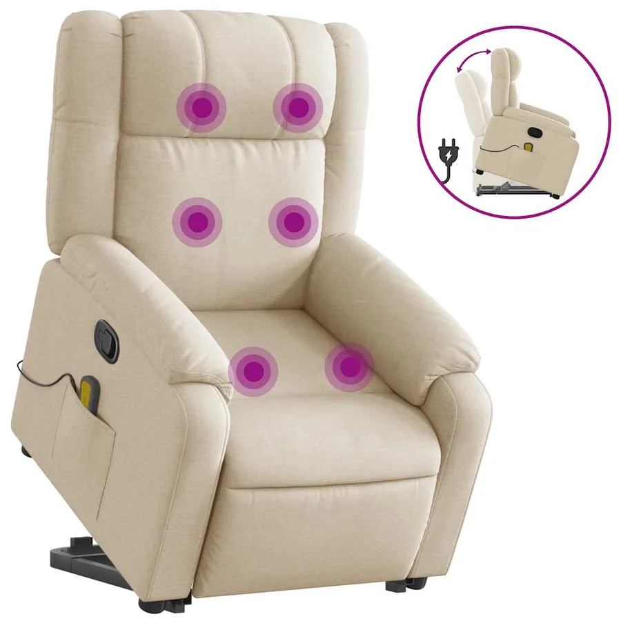 Fauteuil inclinable de massage Crème Tissu - 2