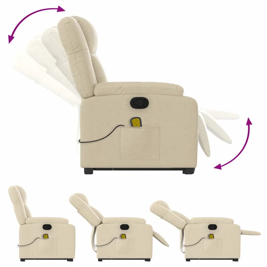 Fauteuil inclinable de massage Crème Tissu - 7