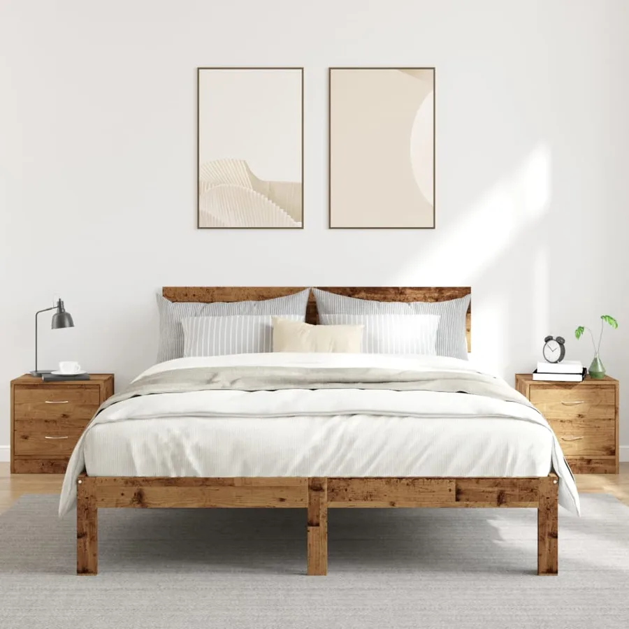 Tables de chevet 2 pcs vieux bois 40x30x40 cm bois d'ingénierie - 3