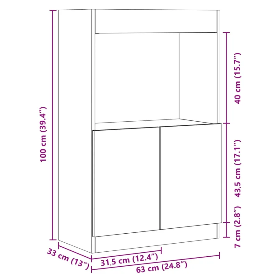 Buffet haut blanc 63x33x100 cm bois d'ingénierie - 12